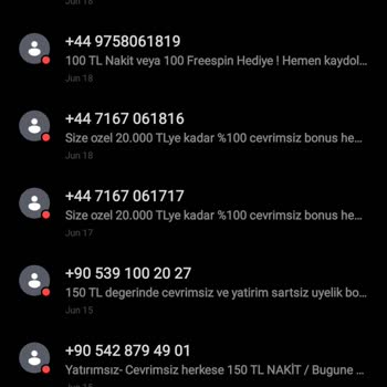 Vodafone +44 Dan Reklam Bahis Mesajlar