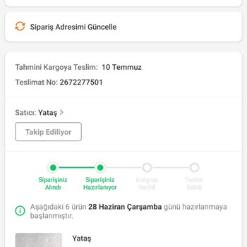 Yataş Ürün Tedariği Olmamıştır