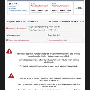 THY Uçak Rötarı Açığa Alınan Biletim