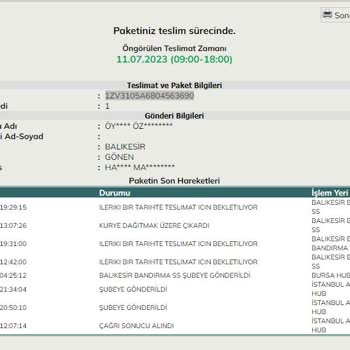 UPS Kargom 1 Haftadır Gelmedi
