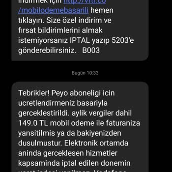 Vodafone Mobil Ödeme İptali