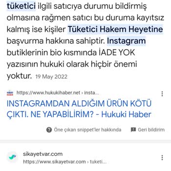 Saklı Butik Instagram Alışverişi Değişim İçin Verilmeyen Yanıt