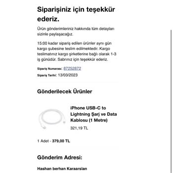 Apple Kablo Faturası G