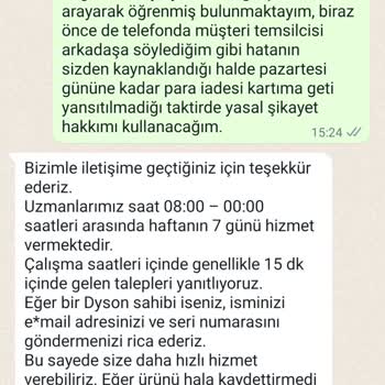 Dyson İptal Edilen Ürünün. Kargoya Verilip İadesinin Bekletilmesi