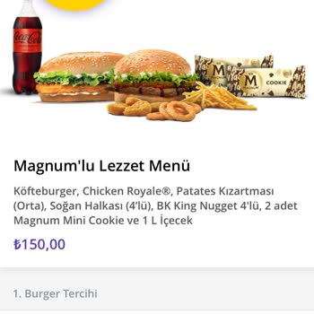 Burger King Menüde Bulunan Bir Ürünün Yanlış Gelmesi