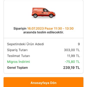 Migros Sanal Market Sipariş Sorunu