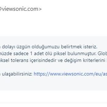 Viewsonic Monitöründe Ölü Piksele Rağmen Değişim Yapmıyor