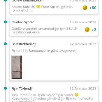 Prima Uygulama Fiş Reddedilmesi Ve Puanın Yansıtılmaması
