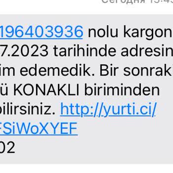 Yurtiçi Kargo'nun Kapı Kadar Gelmemesi Ve Kargo Teslim Edememesi