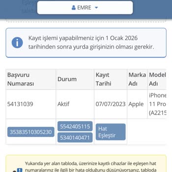 BTK (Bilgi Teknolojileri ve İletişim Kurumu) IMEI Kayıt Ücreti Servis Yok