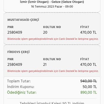 Nilüfer Turizm Otobüs Biletinin Keyfi Olarak İptal Edilmesi