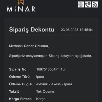 Minar Mobilya Siparişin Kargoya Verilmemesi