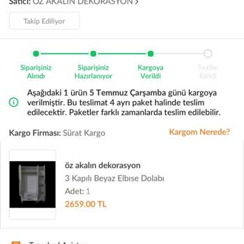 Sürat Kargo 'da Ürün Kayıp, Gelmiyor