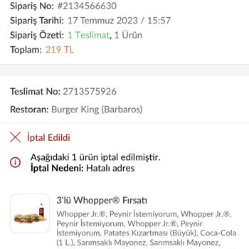 Trendyol Yemek Siparişi İptal Edildi. Ücret De İade Olmadı
