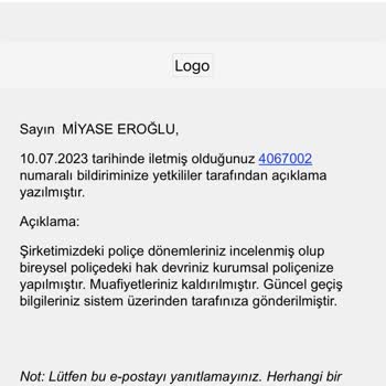 Anadolu Sigorta Anadolu Sağlık Sigortası Haksız Muafiyet Tanımı Çözüm Bulunmaması