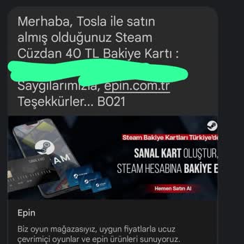 epin.com.tr Tosla'dan Aldığım Cüzdan Kodu Çalışmıyor