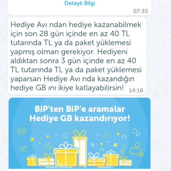 BİP Hediye Avı İnternetimi Vermedi