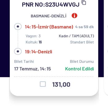 TCDD Basmane-Denizli Treni Kliması Çalışmadı