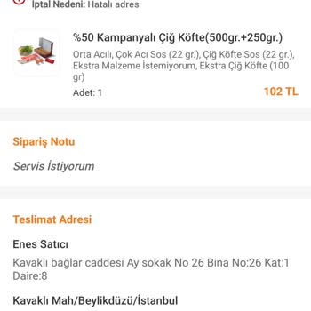 Trendyol Yemek Ücret İadesi Yapmıyor
