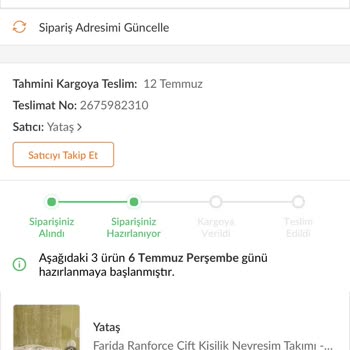 Yataş Sipariş Problemi