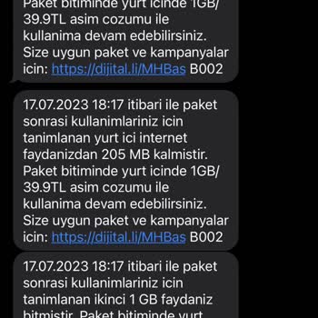 Turkcell Kullanım Dışı Tarife Aşımı