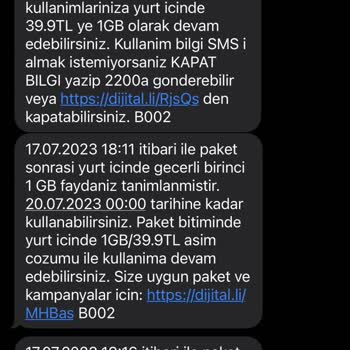Turkcell Kullanım Dışı Tarife Aşımı