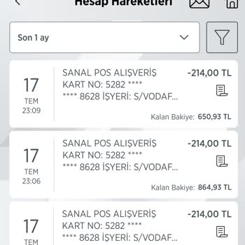 Vodafone Yanımda Uygulaması Hatalı İşlem