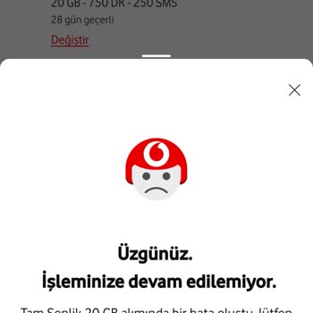 Vodafone Yanımda Uygulaması Hatalı İşlem