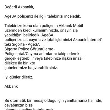 Akbank' İn Poliçe İptallerin De Ki Sorumsuzluğu