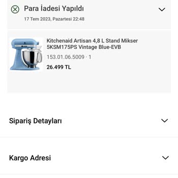 Karaca Züccaciye Siparişimin Haksız Yere İptali