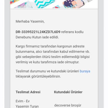 KARGOMsende Evde Olmama Rağmen Kapi Çalmadan Telefonumu Aramadan İade Edilen Kargo