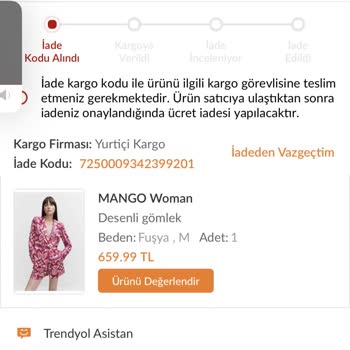 Trendyol Mango Mağazası Yanlış Ürün Gönderdi