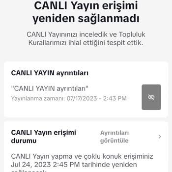 TikTok Yayın Erişimim Kaldırıldı İlgilenilsin Lütfen!