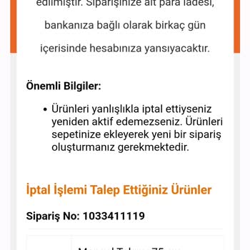 Koçtaş Satıcı Firma Sipariş İptali