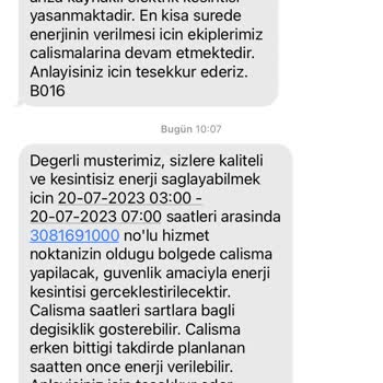 Akdeniz Elektrik Dağıtım Kişisel Bilgilerin Yanlış Girilmesi SMS Kirliliği