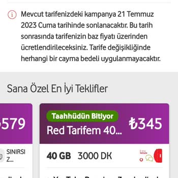 Vodafone Geçebileceğim Tarifelerdeki Fahiş Fiyatlandırma