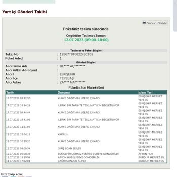 UPS Türkiye Kargom Teslim Edilmedi