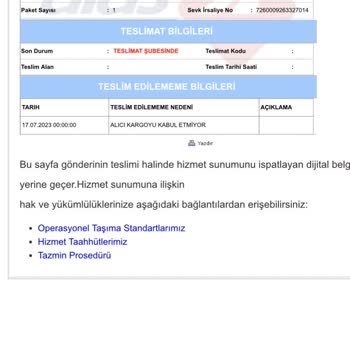 Aras Kargo Beşyüzevler Pişmanlığı Her Zaman Ki Gibi