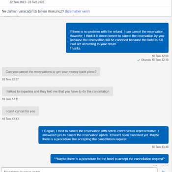 Cancellation Request from the Hotel via Hotels.com