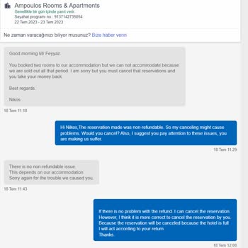 Cancellation Request from the Hotel via Hotels.com
