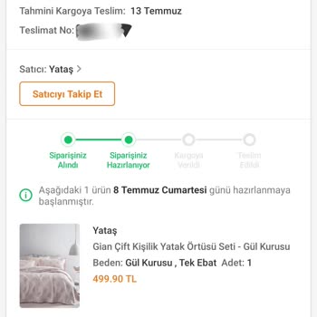 Yataş Kargo Teslim Tarihi