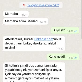WhatsApp'tan Arayan Yabancı Numara