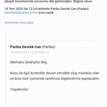 Paribu Sorun Çözmüyor. Çekim İşlemin 6 Saattir Gerçekleşmedi.