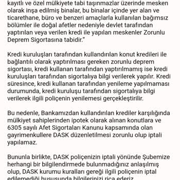 Halkbank Satışı Yapılan Eve DASK Sözleşmesi