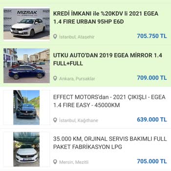 Sahibinden İkinci El Araç Fiyatları