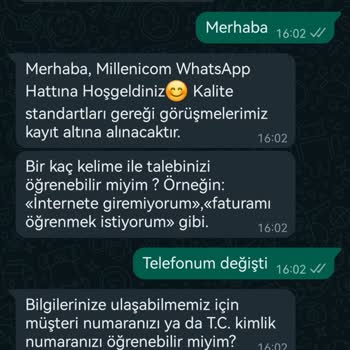 Millenicom Bilgilerimi Güncelleyemiyorum. Kiminle Muhatap Olacağım?