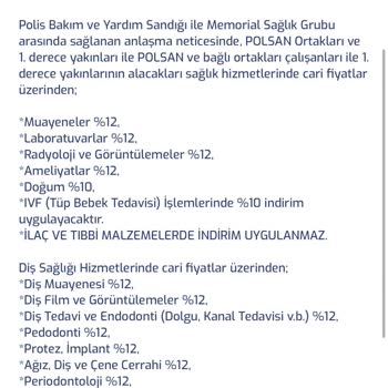 Memorial Hastanesi Memorial Sağlık Grubu Polsan İndirimi Yapmıyor!