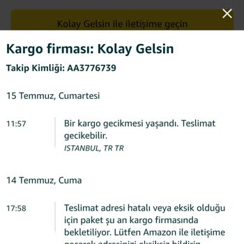 Amazon Kargomun Kayıp Olması Mağduriyeti