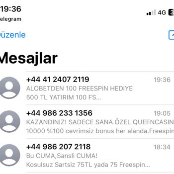 Vodafone +44 Numaralardan Gelen Mesajlar