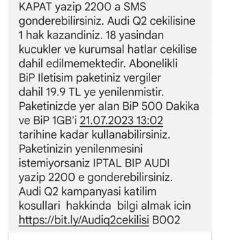 BİP 'de Haksızca Faturama Yansıyan Çekiliş Katılımı